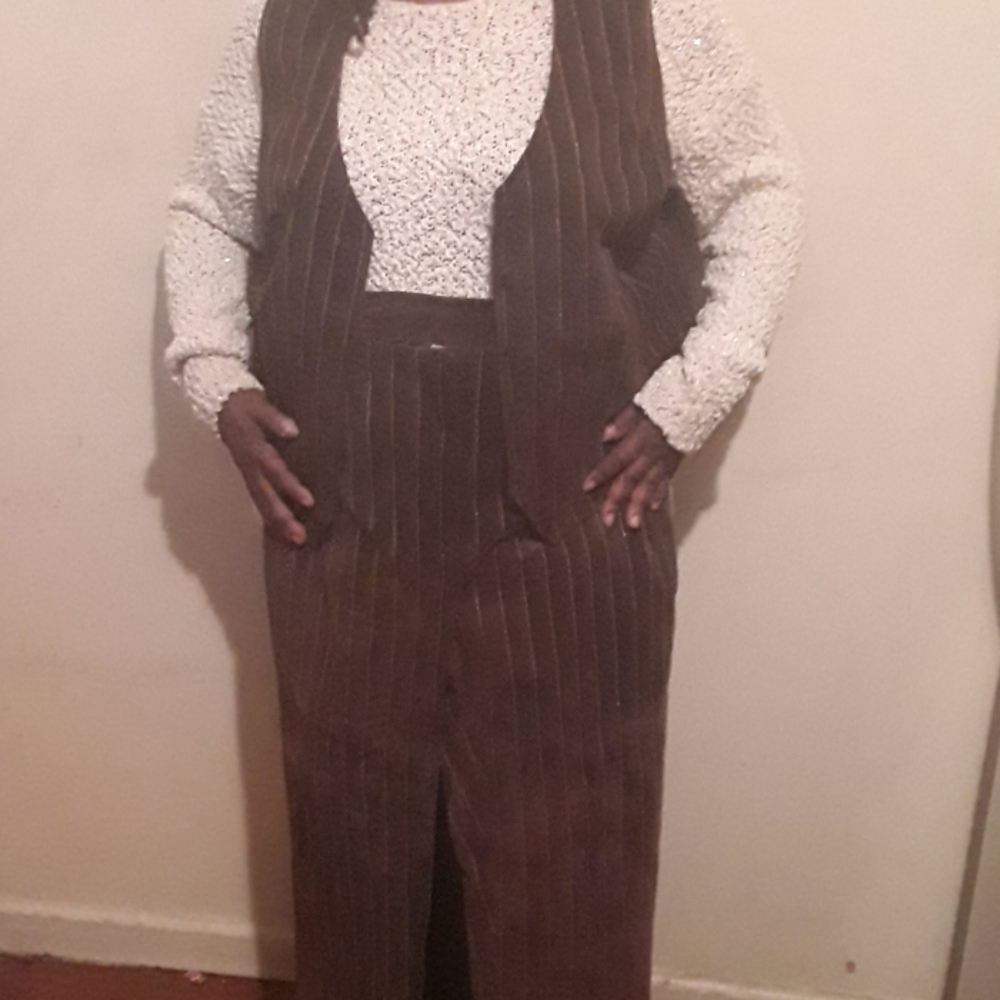 Womens Plus size Suede pants with matching vest